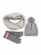 Set with Beanie Knitted in White color