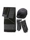 Bode Set Men's Cap & Scarf & Gloves One Size 12-1122 Black Grey