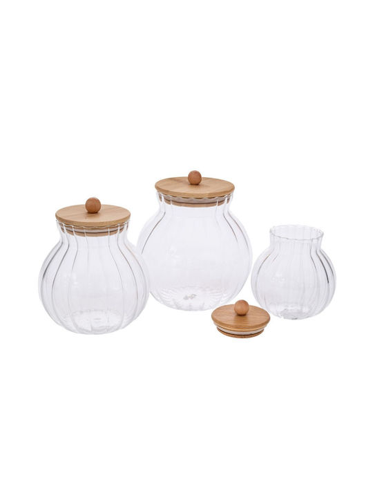 Iliadis Set of 3 General Use Vases with Airtight Lid Glass Transparent 3 Pieces