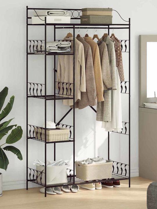 vidaXL Floor Garment Rack made of Metal Black 100x43x188cm
