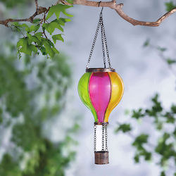 Lampă Solară Suspendată Balon cu Aer Cald Efect de Flacără 12 LED-uri Galbene 11 X 11 X 37 Cm