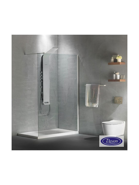 Devon Iwis Walk-in Duschwand für Dusche mit Schieben Tür 37-39x200cm Weiß Matt