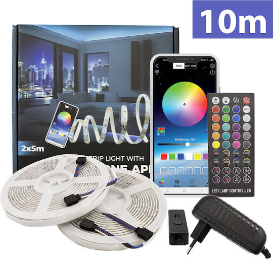 Alista Home Rezistent la apă Inteligent Bandă LED 12V RGB Lumină 10m Tip SMD5050 cu Telecomandă