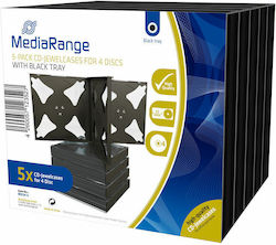 Mediarange Cd Jewelcase 4 Discs 22mm Black Pack 5 Mrbox34-4