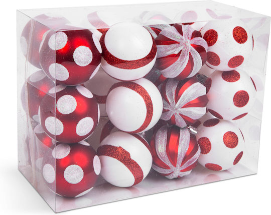 Weihnachtsbaumschmuck Rot Weiß 24 Stück Set