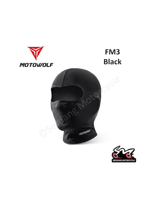 Motowolf Vollgesichts-Balaclava für Motorradfahrer aus Polyester Schwarz Farbe