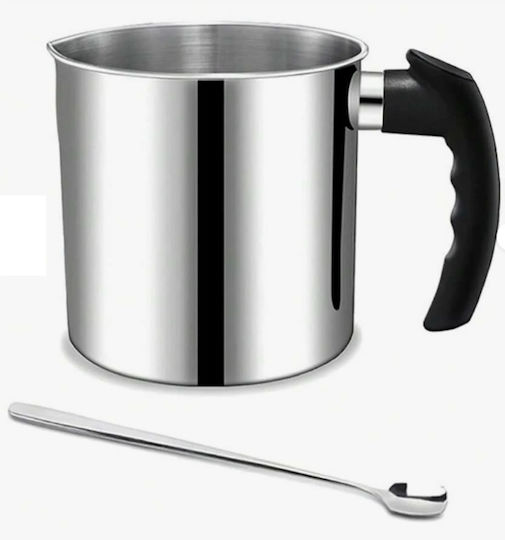 Stainless Steel Candle Container Handle & Flow Spout 1.3lt & Stirring Spoon
