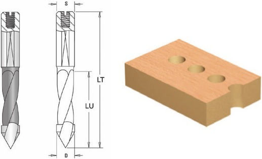 Burghiu Cms Pentru Găuri Prin Ajustare Șurub Tijă Cilindrică Aplatizată D8x35x70 Z2 Dr