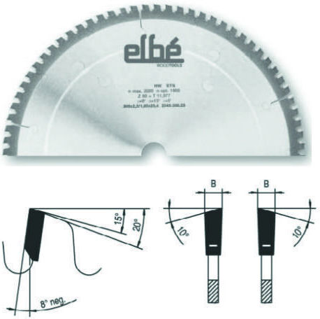 Cms Tipped Circular Saw Blade Alternate Tooth Sharpening Negative Rake Angle 250x3.2x30 Z48