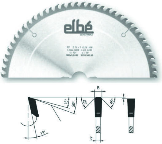 Disc Circular Cu Vârf Carbura Drept Trapezoidal Ascuțire 300x3.2x30 Z=72
