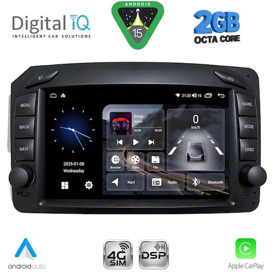 Digital IQ Ηχοσύστημα Αυτοκινήτου για Mercedes-Benz C Class / CLK Class 1999-2004 (Bluetooth/USB/WiFi/GPS/Apple-Carplay/Android-Auto) με Οθόνη Αφής 7"