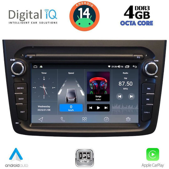 Digital IQ Car Audio System for Alfa Romeo Mito 2008-2018 (Bluetooth/USB/WiFi/GPS/Apple-Carplay/Android-Auto) with Touch Screen 7"