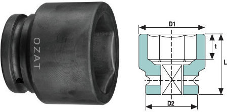 1/2'' 6-Point Short Impact Socket Size 95