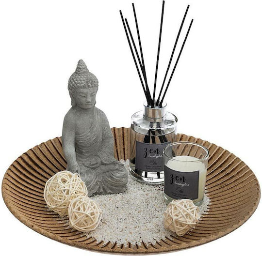 Elektrisches Gitarren Raumduft Set 7 Stück Zen Raumduft Sticks Duftkerze Dekoteller Figur Buddha 31.5x16.5 cm Aria Trade