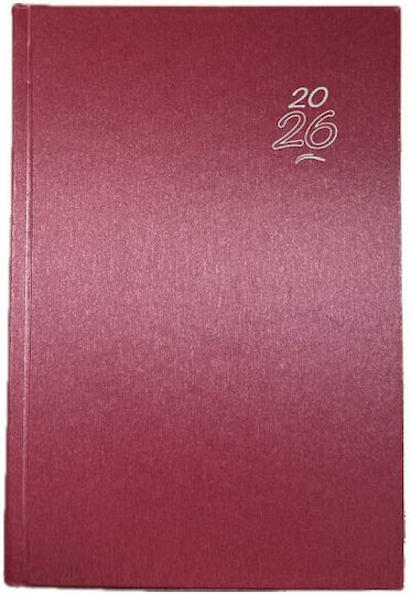 Ημερολογιο Ημερησιο 2026 14x21cm Metal Μπορντω