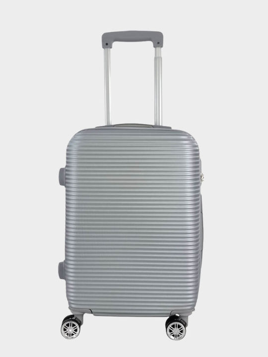 My Choice Cabin Hard Silver Suitcase With 4 Wheels Height 55cm