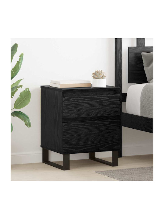 Metal Bedside Table With Glass Surface Black 40x35x50cm