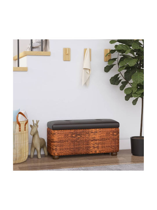Stool For Living Room With Storage Space Wicker Gray 2pcs 69x27x36cm