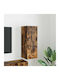 Wand Wohnzimmer Vitrine aus Spanplatte Rauch Eiche 30x31x80cm