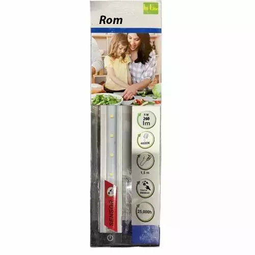 Led Лампа За Монтаж Под Шкаф Hi Lite Rom 3664458-b9540 Сензор За Докосване 30см 260лм 5 W Енергия A+ 4000k Неутрално Бяло Сребриста