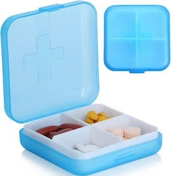 Organizator Portabil de Pastile cu 4 Compartimente Albastru
