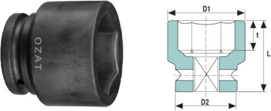 1'' Impact Socket Head 6 Sides Short 1''