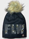 Pom Pom Beanie Beanie Knitted in Black color