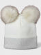 Pom Pom Beanie Beanie Knitted in Ecru color