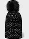 Pom Pom Beanie Beanie Knitted in Black color