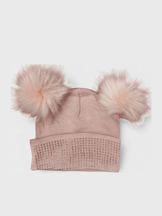Pom Pom Beanie Beanie Knitted in Pink color