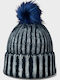 Pom Pom Beanie Γυναικείος Σκούφος Πλεκτός σε Μπλε χρώμα