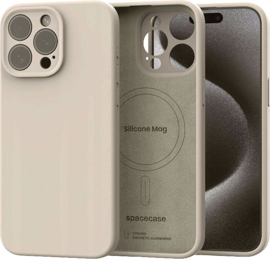 Spacecase Silicone Umschlag Rückseite Silikon Beige (iPhone 15 Pro Max)