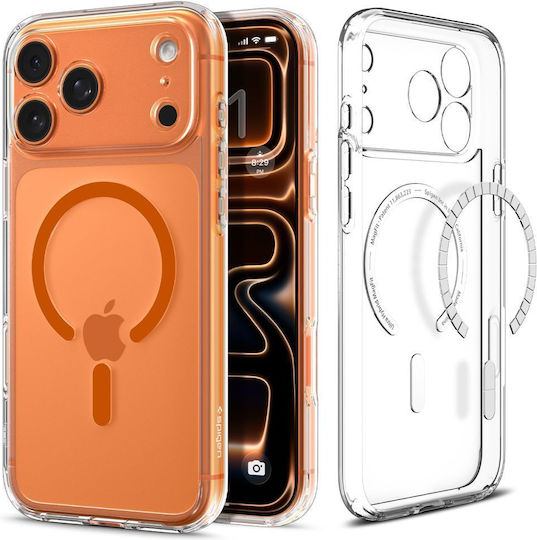 Spigen Ultra Hybrid MagFit Rückseite Umschlag Silikon / Kunststoff 2mm Transparent Orange (iPhone 17 Pro Max)