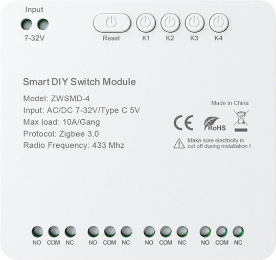 Avatto ZWSMD-4-32V Comutator Inteligent 4 Canale ZigBee 10A