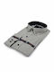 Long Sleeve Cotton Striped Gray Shirt with White Stripe