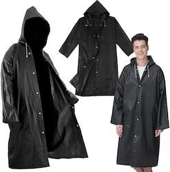 Αδιάβροχο Πόντσο Τσέπης Unisex Κουκούλα & Κουμπιά – Μαύρο Eva