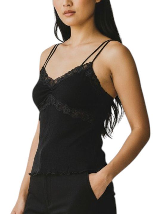 Hanro Women's T-Shirt with Spaghetti Strap Black