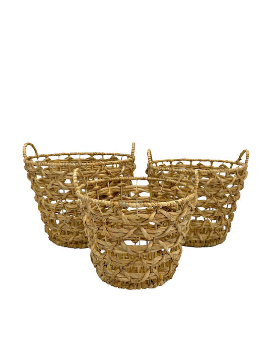 InTheBox Set Decorative Baskets Wicker Brown 45x45x41cm 3 Pieces