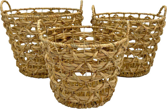 InTheBox Комплект Декоративни Кошници От Слама Кафяви 45x45x41см 3 Бройки