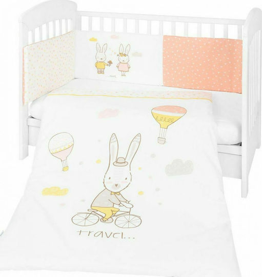 Kikka Boo Baby Crib Bedding Set Rabbits In Love 2pcs White