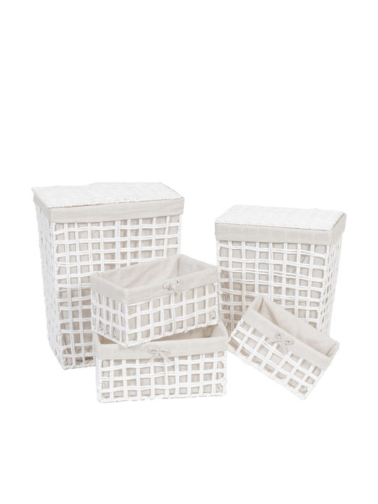 Eurocasa 8402 Σετ Καλάθια Απλύτων Υφασμάτινα 28x64x38cm Λευκό