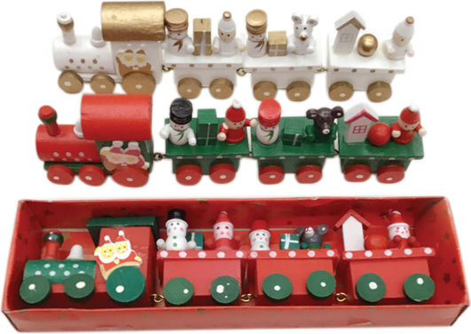 Wooden Decorative Train 19cm 2 Pieces