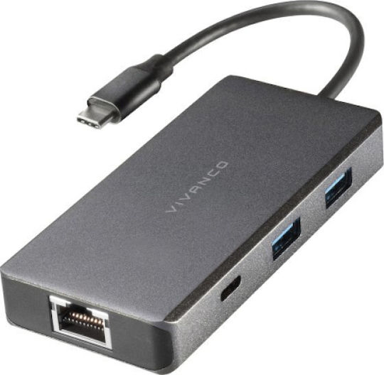 Vivanco HUB61ALLTPC USB-C Docking Station με HDMI 4K PD Ethernet Γκρι