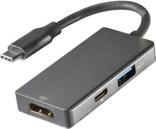Vivanco HUBHDUSBPC USB-C Docking Station mit HDMI 4K PD Gray