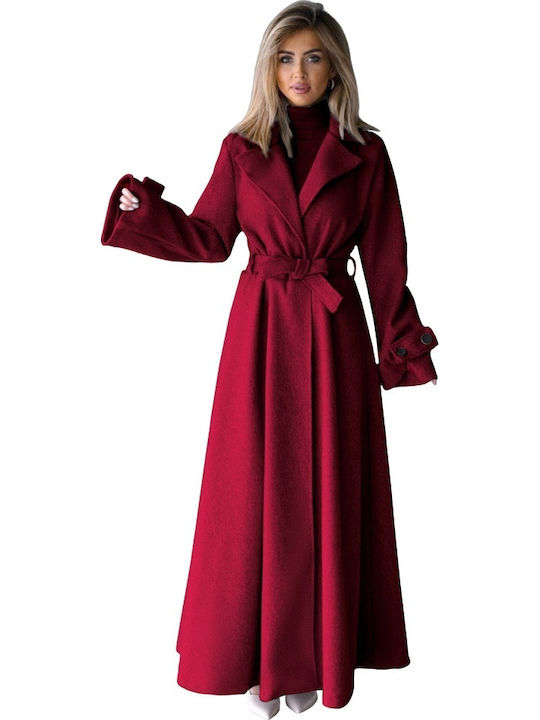 Damen Red Mantel Oversized mit Knöpfen