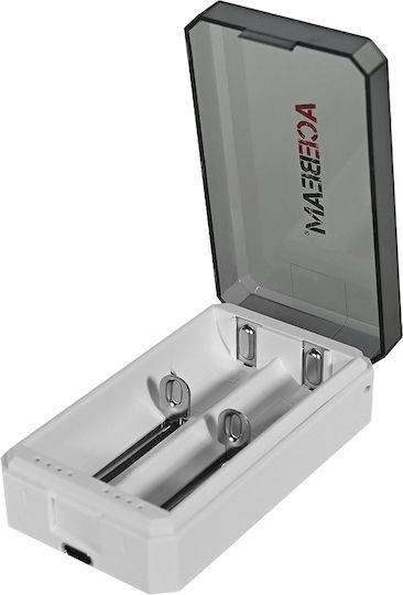 Acebeam Α2 USB Ladegerät 2 Batterien Li-Ion Größe in Weiß Farbe