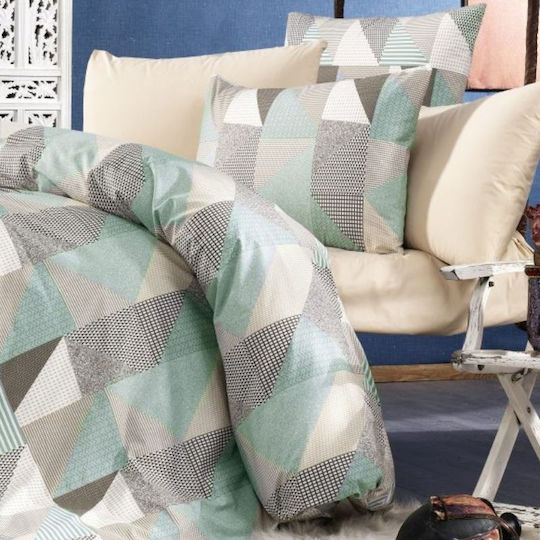 Dimcol Geometrical Σετ Υπέρδιπλο 4τμχ 220x240εκ. 330 Green-beige