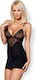 Sexy Babydoll Dusk & Dawn Schwarz 828-che-1 String Gratis