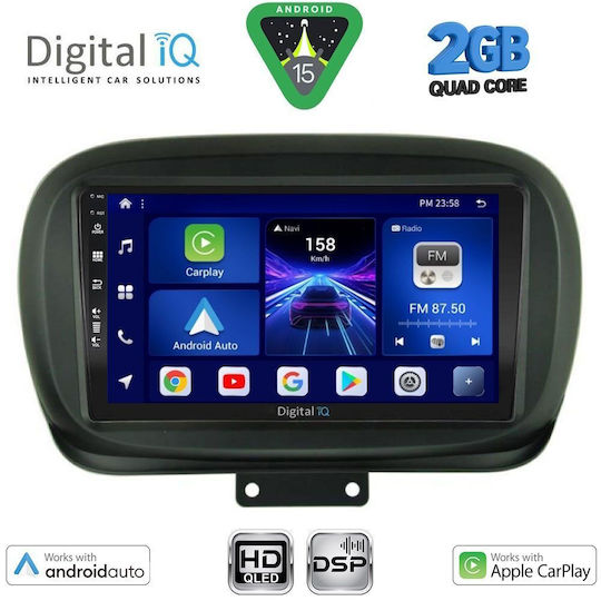Digital IQ Ηχοσύστημα Αυτοκινήτου για Fiat 500X 2014-2022 (Bluetooth/USB/WiFi/GPS/Apple-Carplay/Android-Auto) με Οθόνη Αφής 9"