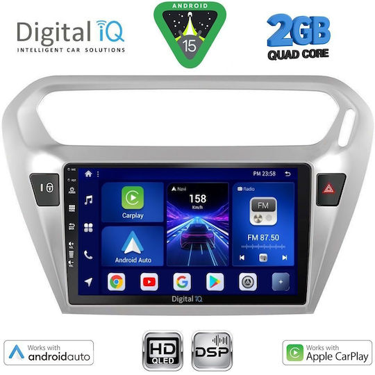 Digital IQ Car Audio System for Peugeot 301 Citroen C-Elysee 2013 (Bluetooth/USB/WiFi/GPS/Apple-Carplay/Android-Auto) with Touch Screen 9"